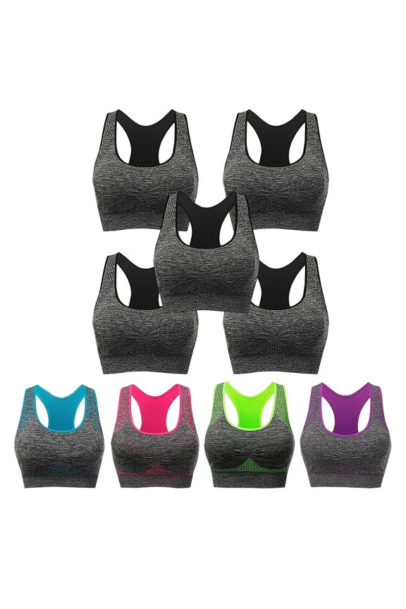 5PC Sports Bras for Women High support Fitness Running Shockproof Yoga Tank Top No Steel Ring Sports Bra