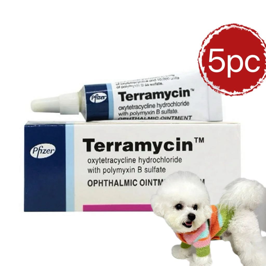 5PC Terramycin Antibiotic Ointment for Eye Infection Treatment in Dogs