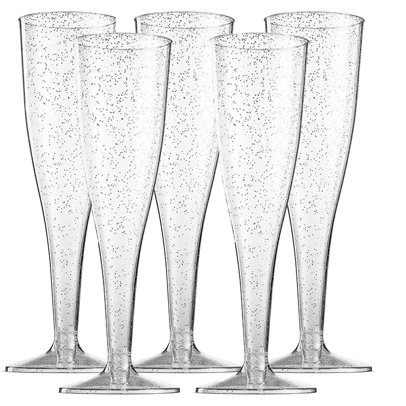 25-Pack Plastic Champagne Flutes - 5 Oz Pink Disposable Cups For Parties, Weddings & Holidays