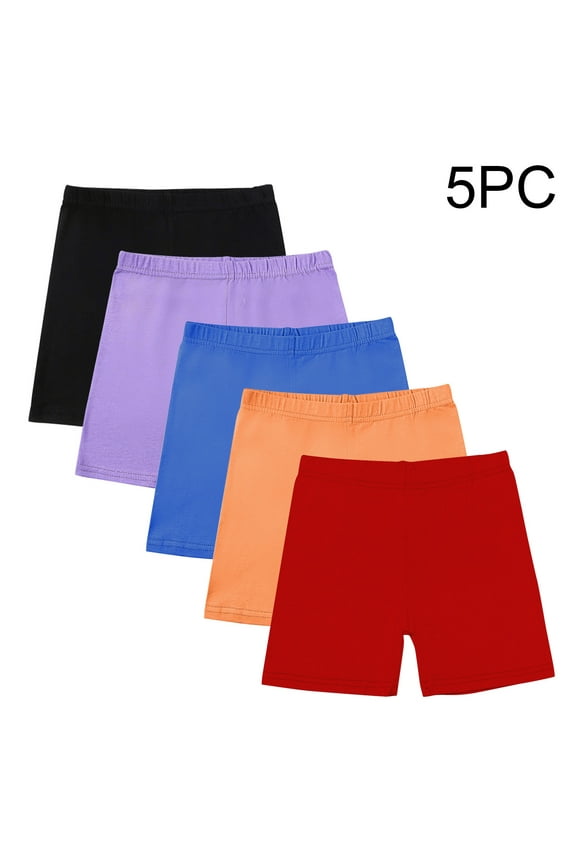 5PC Toddler Girls Comfortable Leggings Shorts 5-14 Years Girl Yoga Sports Shorts Pants Elastic Waist