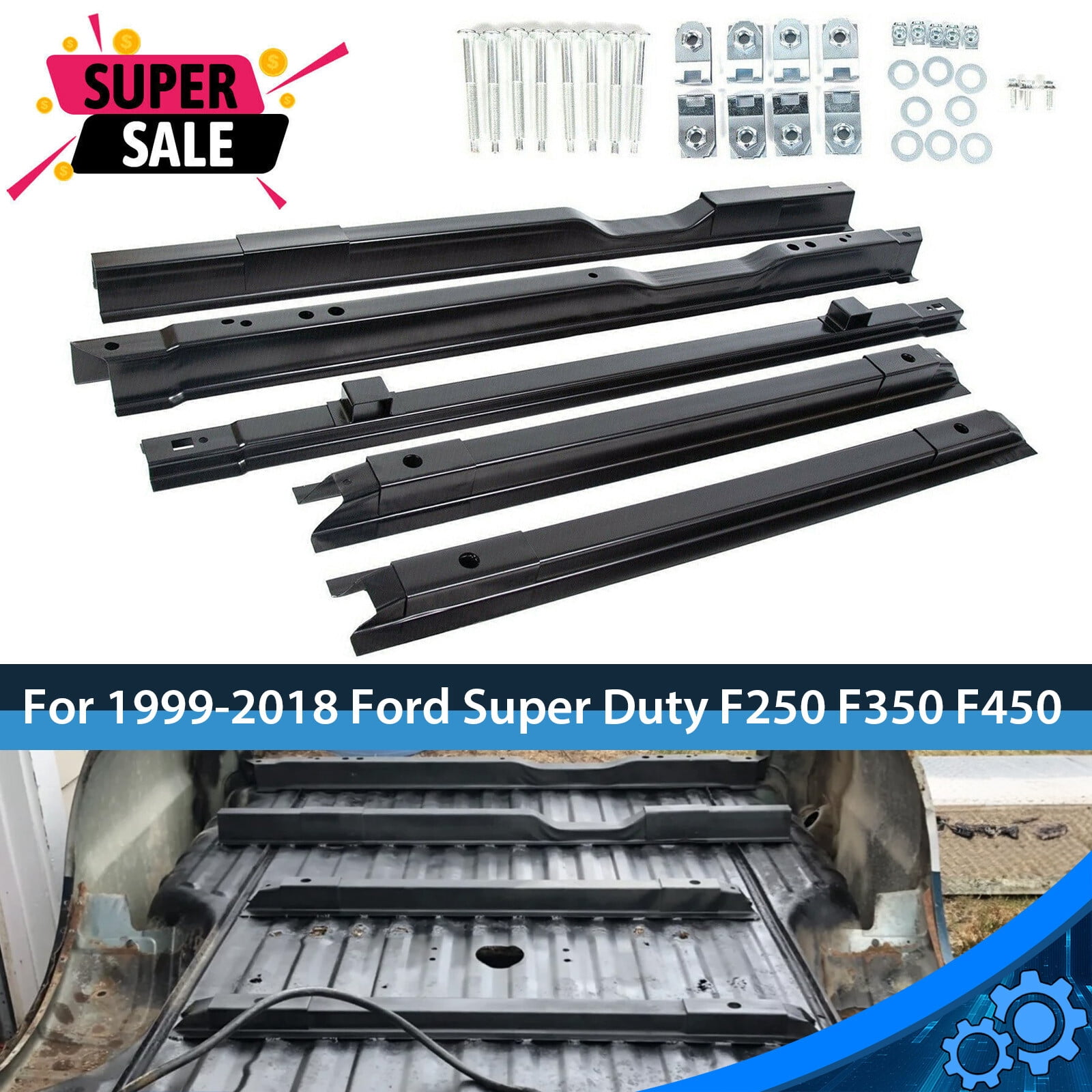 5PC Truck Long Bed Rails Floor Support For 99-18 Ford Super Duty F250 ...