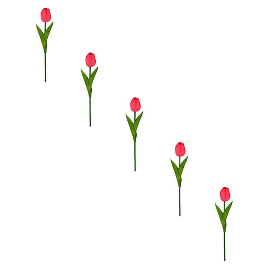 5PC Tulip Artificial Bouquet, Valentine's Day decorations Artificial Flower Decorative Centerpiece For Living Room Dining Table Wedding And Photography For Living Room Dining Table(Red*5,)