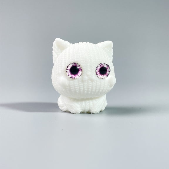 5PC WHITE 3.8CM 3D Printed Miniature Landscape Creative Cute Big-Headed Cat Doll Decoration