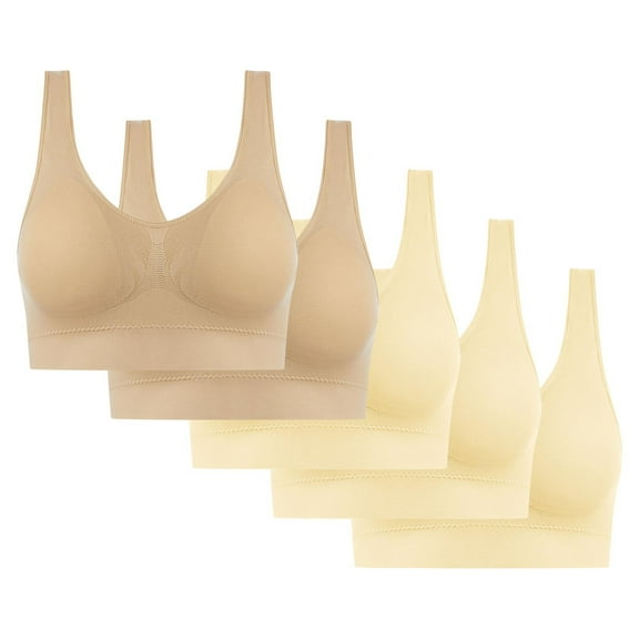 5PC Women's All-Day Comfort Bra - Seamless Wireless Yoga & Sleep Crop | Low-Impact Support for Lounging & Light Workouts