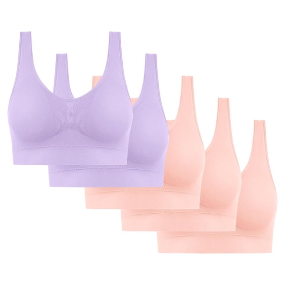 5PC Women's All-Day Comfort Bra - Seamless Wireless Yoga & Sleep Crop | Low-Impact Support for Lounging & Light Workouts