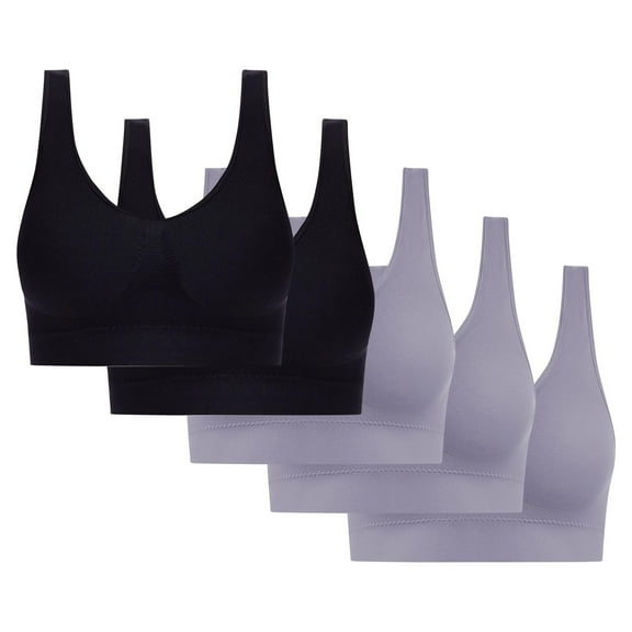 5PC Women's High Impact Sports Bra - Seamless Wireless Support | Comfortable Workout Bralette with Pad Insert Slots
