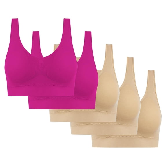 5PC Women's Wireless Seamless Vest Bra - Comfort U-Bralette without Steel Rings | Smooth One-Piece Gathering & Breathable Design
