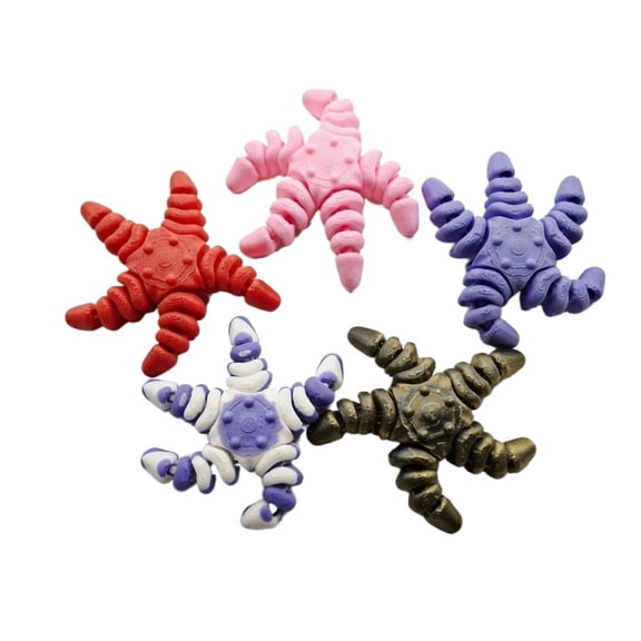 5PC movable starfish, 3D printed starfish with movable joints