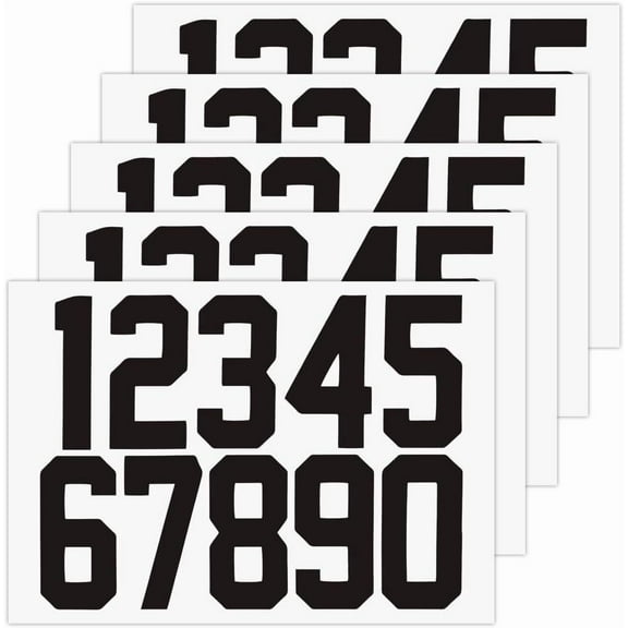 5PCS 0~9 Reflective Mailbox Number Stickers Black Vinyl Waterproof Number Self Adhesive Marking Stickers for DIY House Numbers Signs Door Cars Garbage Bins Address Numbers 6.3x8.4in