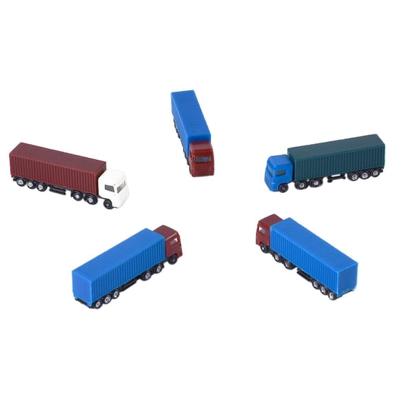 5PCS 1:100 Scale Miniature Container Truck Model Diorama Accessories