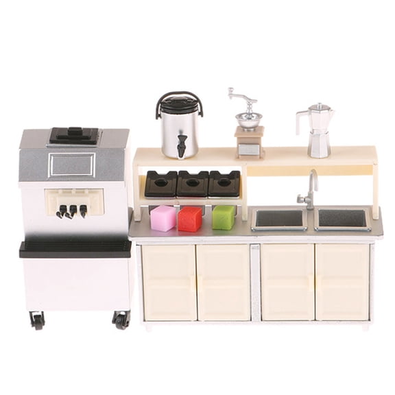 5PCS 1/12 Miniature Coffee Shop Scene Set Accessories Plastic Doll House Furniture For Realistic Cafe Scene Display