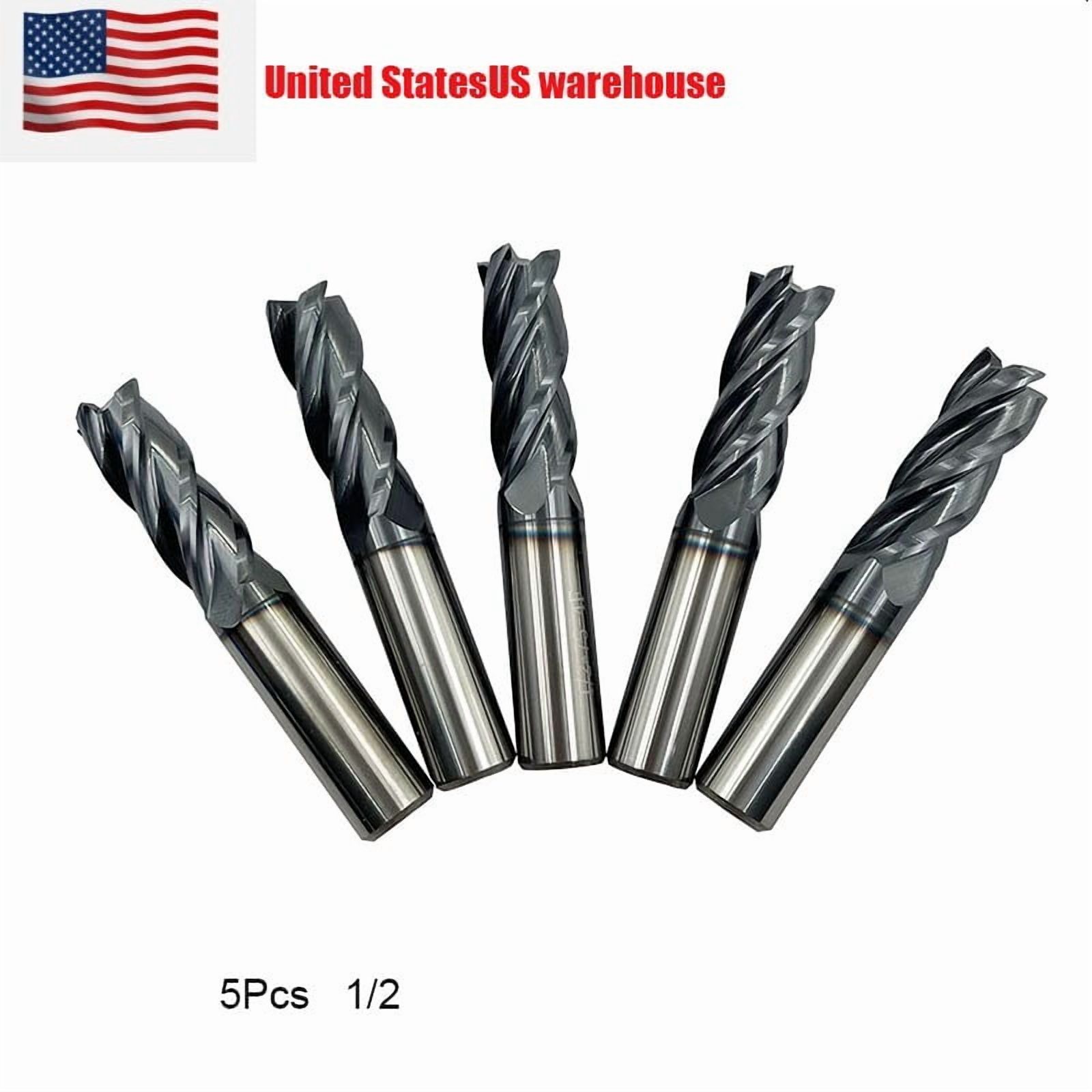 5Pcs 1/8 Inch Ball Nose End Mills - 4 Flute TiAlN Coated Carbide CNC Router Bits