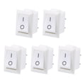 thumbnail image 1 of 5PCS  125V/6A 250V/3A SPST 2Terminal 2Position On/Off Boat Rocker Switch White, 1 of 4