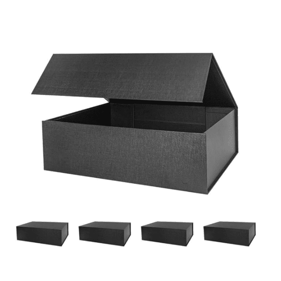 5PCS 13x9x4 Inch Black Hard Large Gift Box with Lid, Foldable Magnetic Gift Boxes,Groomsman Box bridesmaid proposal box, Reusable Gift Boxes for Clothes
