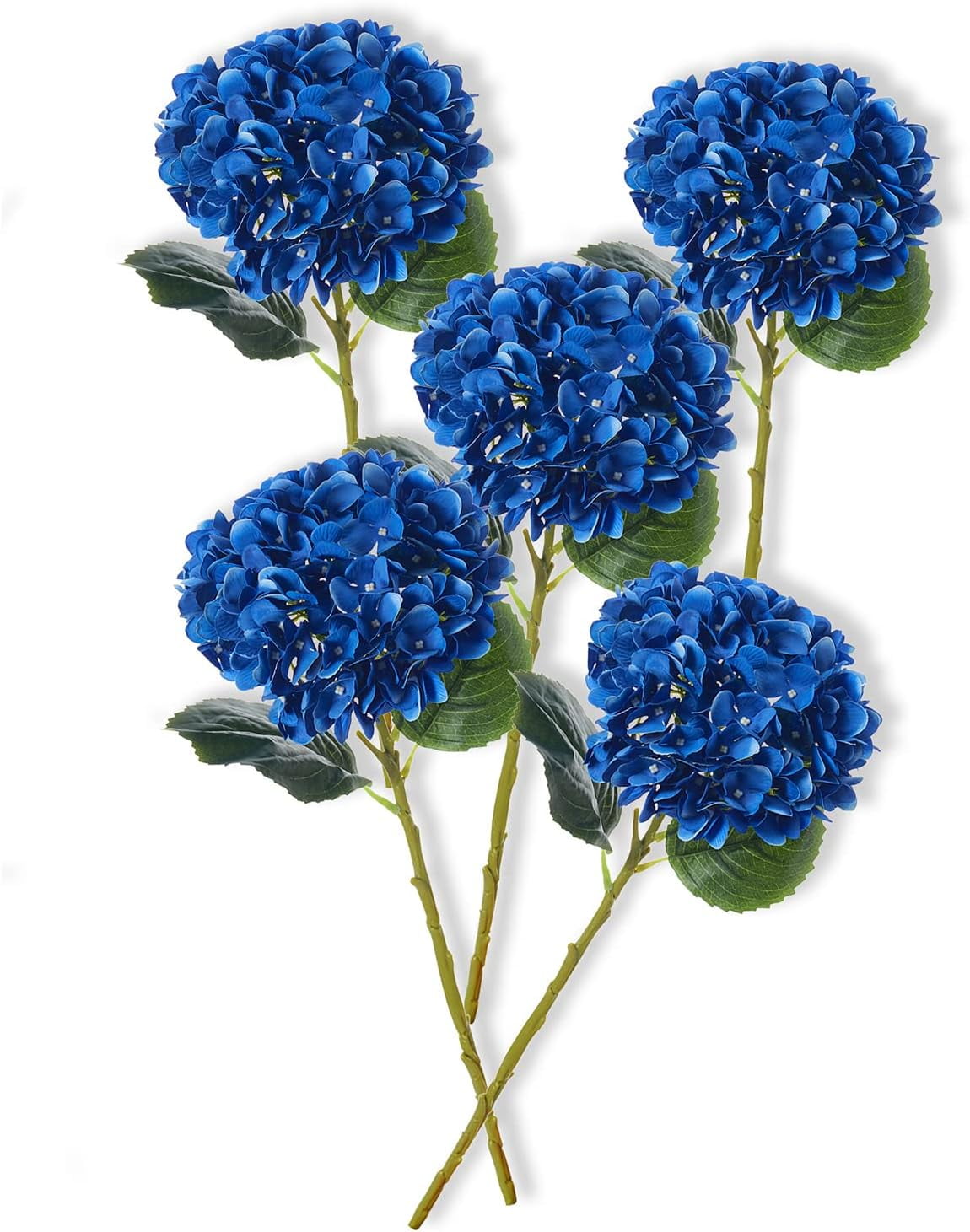 5PCS 15.4In Artificial Hydrangea Silk Flowers Bouquet Faux Hydrangea Stems for Wedding Centerpieces Home Decor (White, 5)
