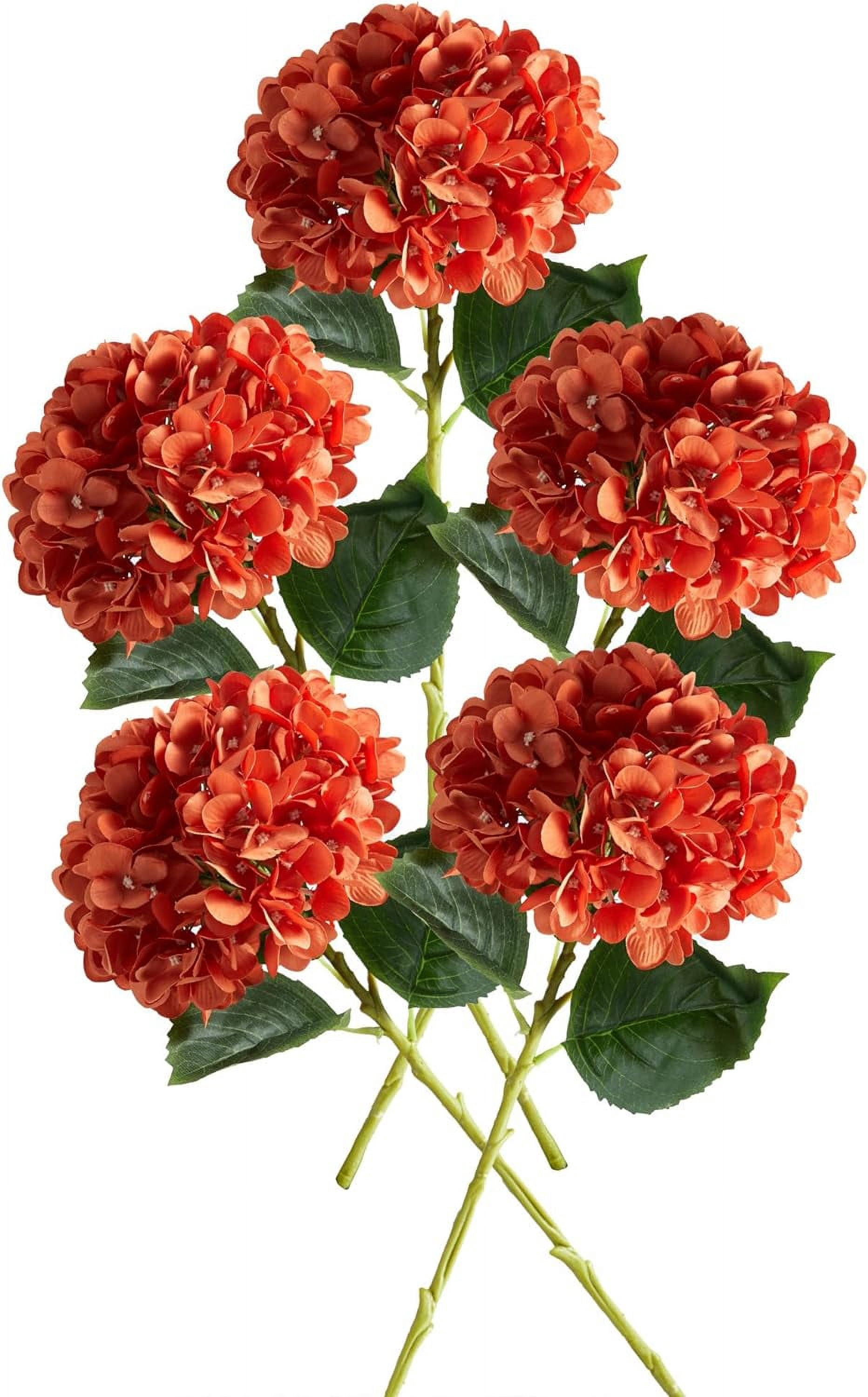 5PCS 15.4In Artificial Hydrangea Silk Flowers Bouquet Faux Hydrangea Stems for Wedding Centerpieces Home Decor (White, 5)