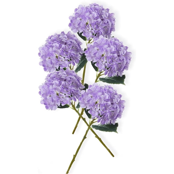 5PCS 15.4In Artificial Hydrangea Silk Flowers Bouquet Faux Hydrangea Stems for Wedding Centerpieces Home Decor (White, 5)
