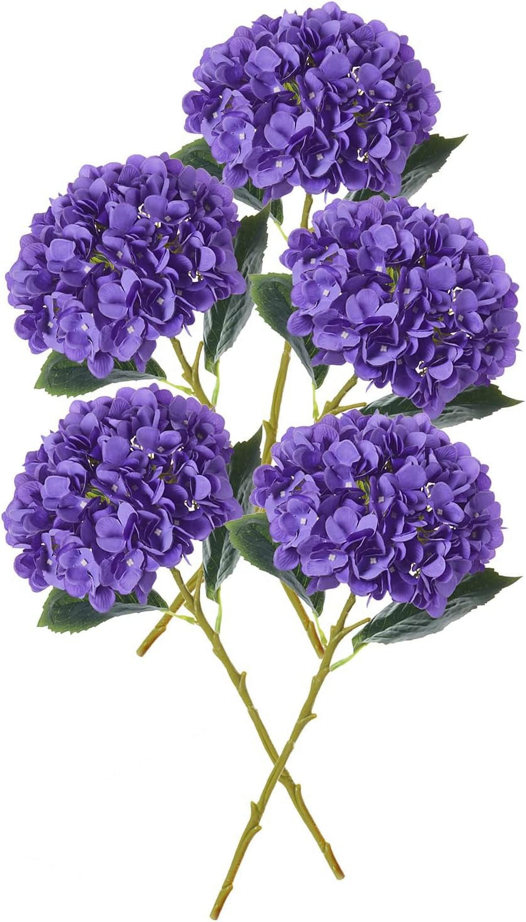 5PCS 15.4In Artificial Hydrangea Silk Flowers Bouquet Faux Hydrangea Stems for Wedding Centerpieces Home Decor (White, 5)