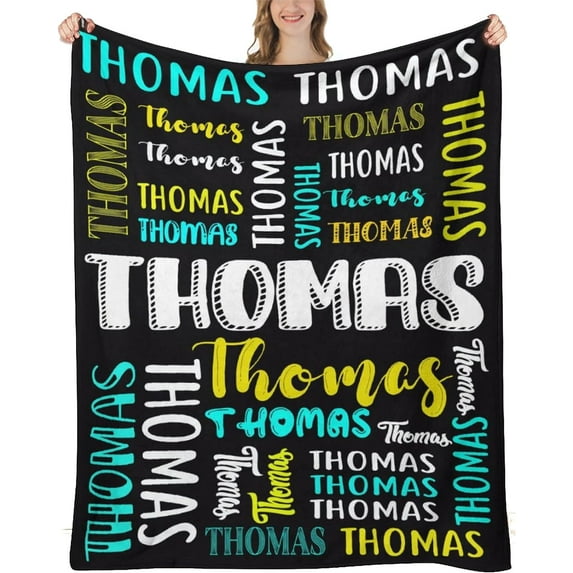 Personalized Blanket for Adults Kids Personalized Name Blanket Custom Blanket with Name Gift for Christmas Birthday Valentines Day (Color -4)