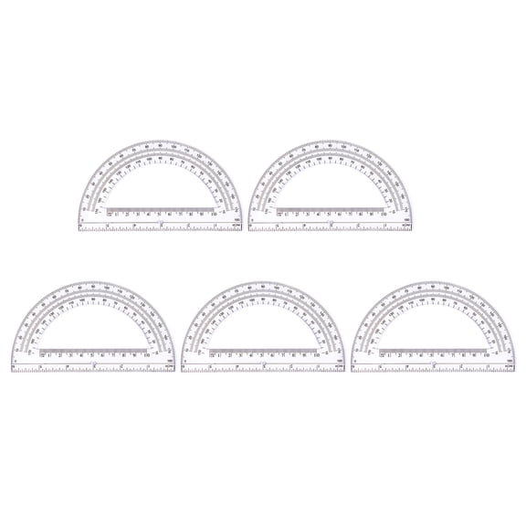 5PCS 180 Degrees Protractor 6Inch Clear Protractors Math Drafting Protractor Angles Measurement Tool for Student Drawing