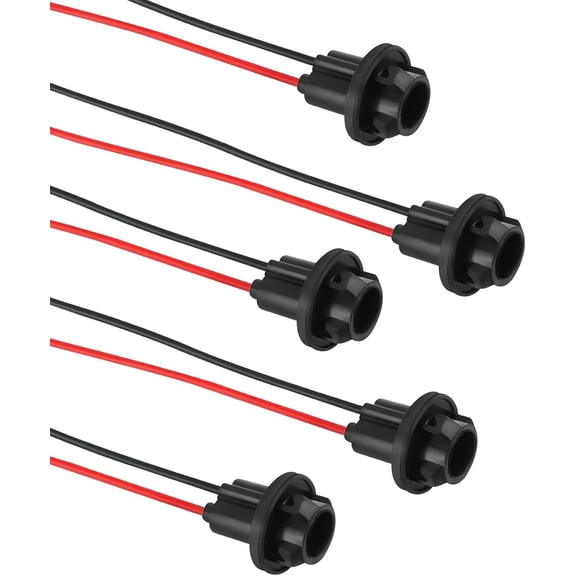 5PCS 194 Bulb Socket with Wire Pigtail, T10 Pre-Wired Connector Extension Harness Plugs for 158 161 168 175 W5W LED Bulbs, Wiring Socket for Tail Light Turn Signal Side Marker Light