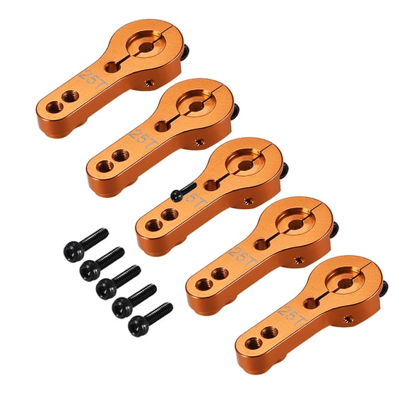 5PCS 25T Aluminum Servo Horns M3 Threads Metal Steering Arm for Futaba, Orange