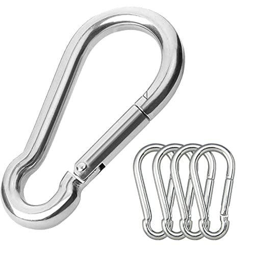 5PCS 3.15in Large Carabiner Clip,Stainless Steel Carabiner Heavy Duty,Spring Snap Hook,Locking Climbing Caribiners Clips for Gym,Plant Hanging,Outdoor Camping,Hiking.600 lbs