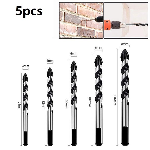 5PCS 3-8mm Carbide Drill Bit Porcelain Tile Concrete Brick Glass