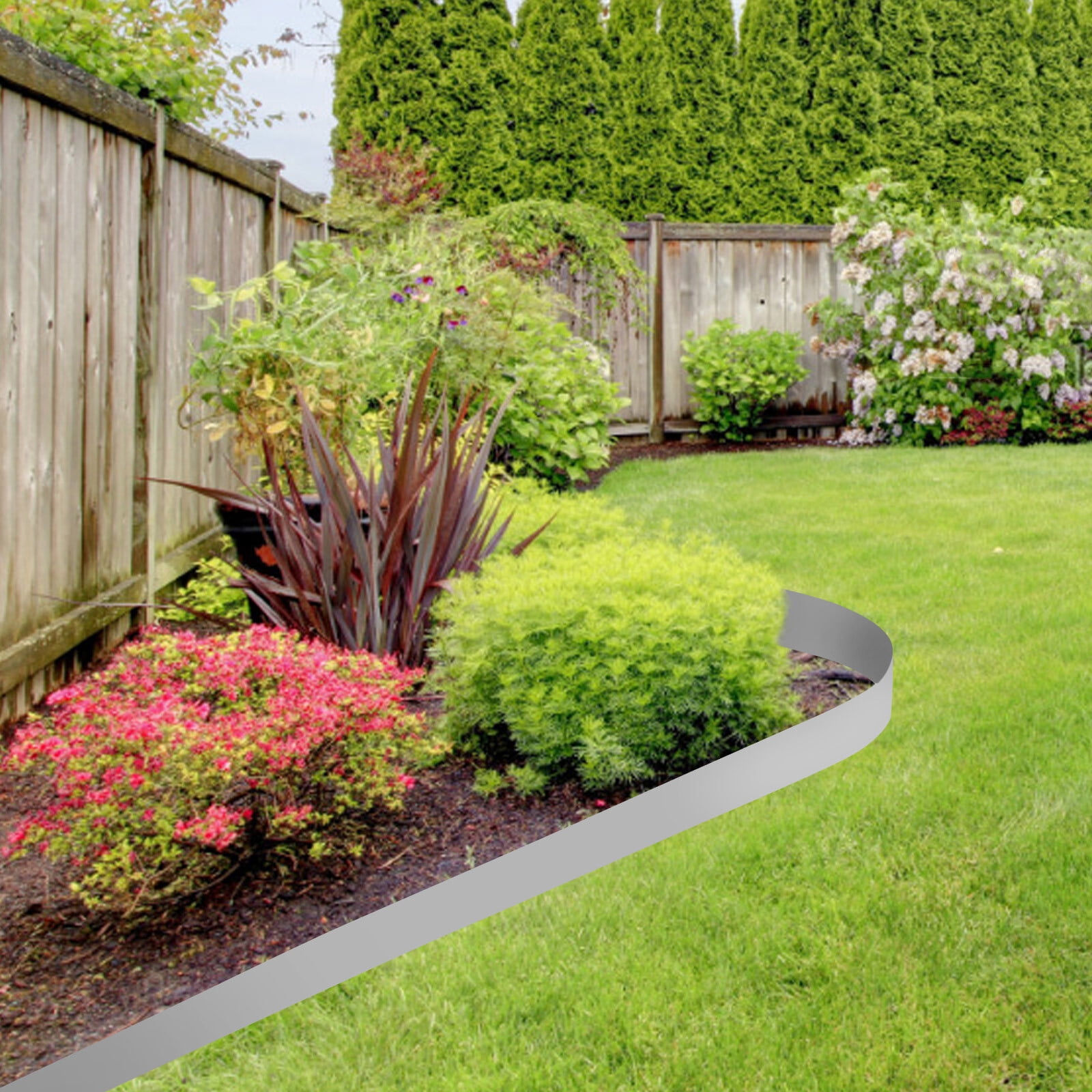 PEAKORA5PCS 3"x39" Flexible Steel Landscaping Edging - Durable Garden Barrier Grey