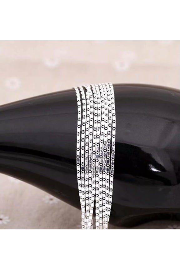 5PCS 30inch 925 Silver Smooth Chain Necklace Accessorie Jewelry Necklace
