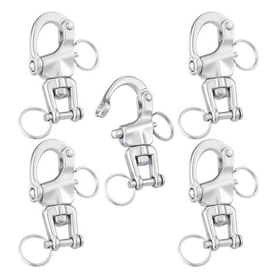 5PCS 316 Stainless Steel Swivel Snap Shackle Clevis Quick Release Spring Hook Halyard Shackle for Boat Rigging Climbing