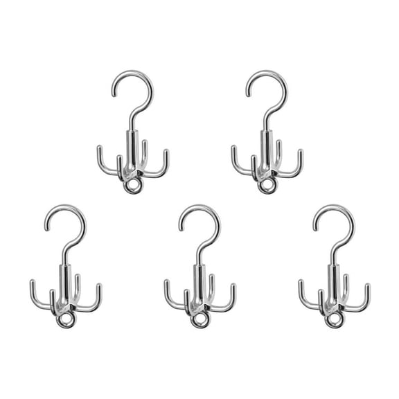 5PCS 360 Rotating Hanger Hooks Space Saving Wardrobe Organizer Clothes Rack Bag Shoes Scarf Hanger Silver ABS