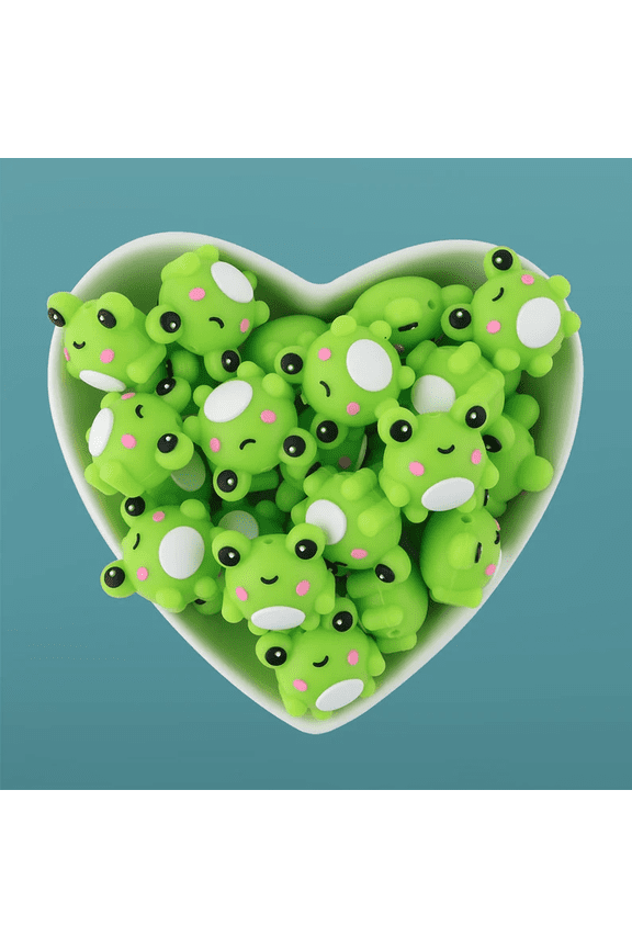 5PCS 3D Frog Silicone Focal Beads, DIY Pens,keychains, Bracelet, Lanyard Making