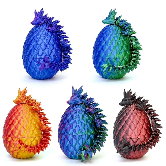 5PCS 3D Printed Dragon Eggs with Inside Easter Mystery Egg Animals Fidget Home Office Decoration