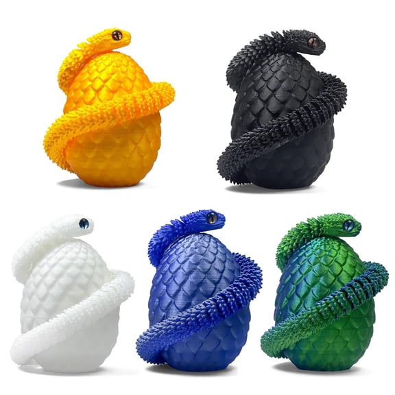 5PCS 3D Printed Snake Eggs 3D Printed Snake 3D Printed Snake Set Easter Eggs Articulated Snake Easter Basket Stuffers Mystery Snake Egg Fidget 3D Printed Animals