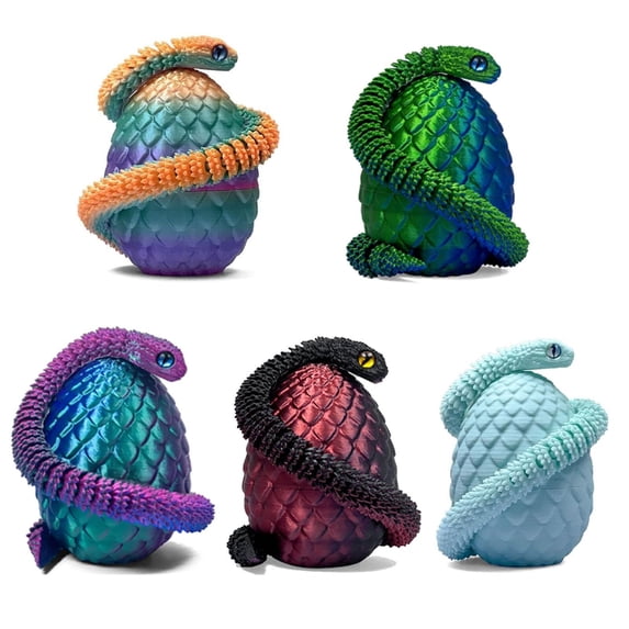 5PCS 3D Printed Snake Eggs 3D Printed Snake 3D Printed Snake Set Easter Eggs Articulated Snake Easter Basket Stuffers Mystery Snake Egg Fidget 3D Printed Animals