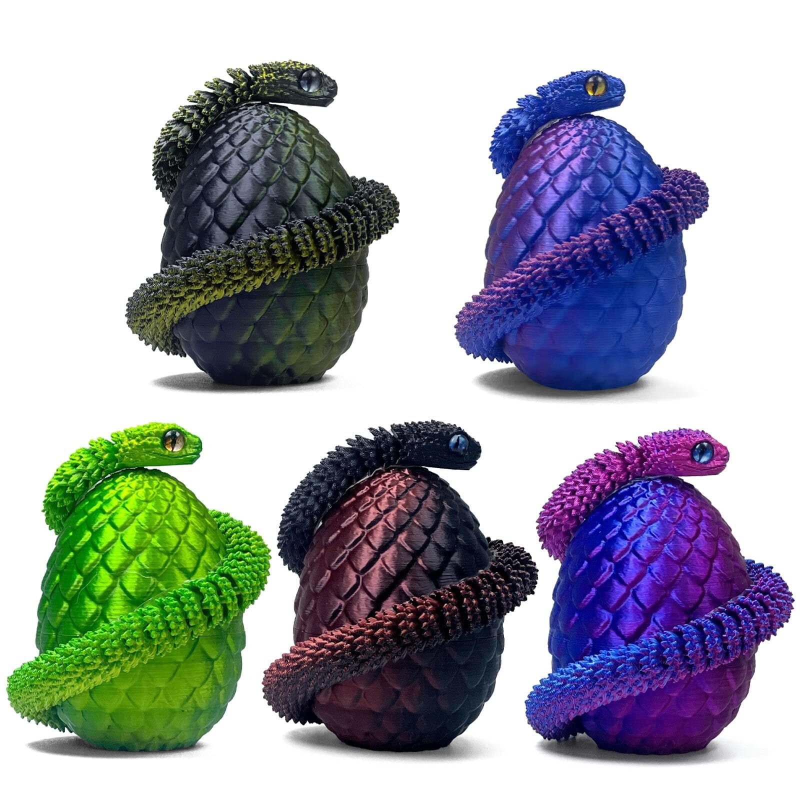 5PCS 3D Printed Snake Eggs 3D Printed Snake 3D Printed Snake Set Easter Eggs Articulated Snake Easter Basket Stuffers Mystery Snake Egg Fidget 3D Printed Animals