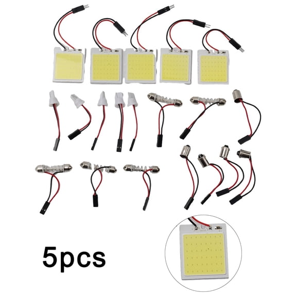 5PCS 48 SMD Cob Led 12V White Light Car Interior Panel Lights Dome Lamp Bulb