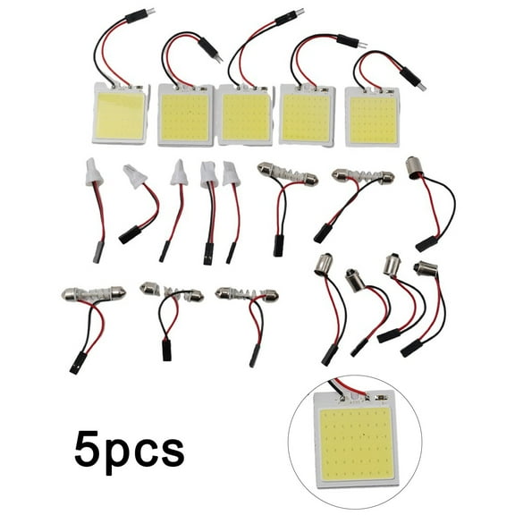 5PCS 48 SMD Cob Led 12V White Light Car Interior Panel Lights Dome Lamp Bulb
