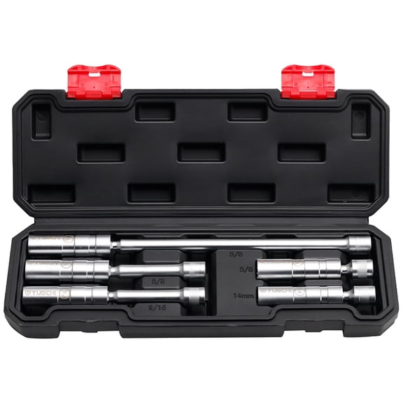 5PCS 5/8-Inch Drive Magnetic Swivel Spark Plug Socket Set, Include 9/16-Inch, 5/8-Inch, 14mm Socket, Length: 3.8-Inch, 5.9-Inch, 11.4-Inch, 12-Point, CR-V