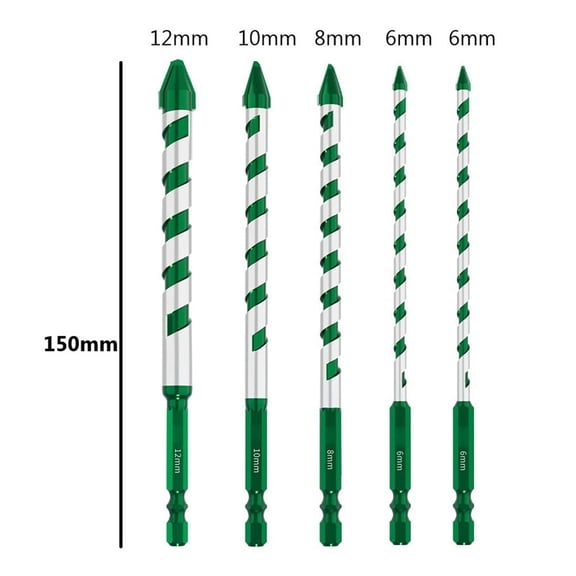5PCS 6/6/8/10/12mm Drill Bits Carbide Drilling for Wall Glass Wood Metal Tiles