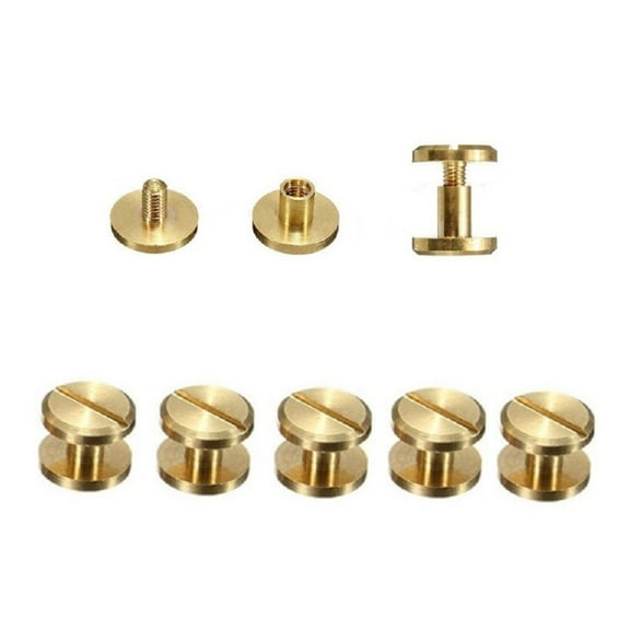 5PCS 6MM Height DIY Flat Belt Screw Leather Craft Chicago Nail Brass Solid Rivets Stud Head