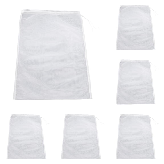 5PCS 7.9"x11.8" Mesh Drawstring Filter Bag, White Reusable Nylon Strainer Bag for Home Brewing & Food