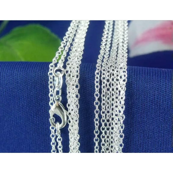 5PCS 925 Silver Rolo Chain Making Pendant Necklace Accessories Jewelry Necklace