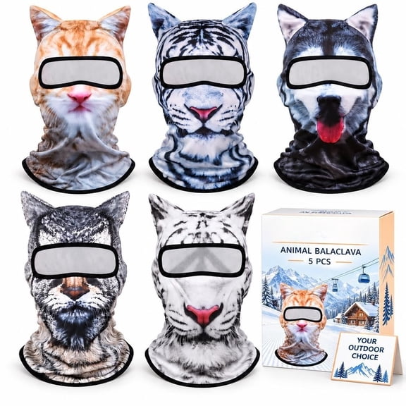5PCS Animal Balaclava Face Mask Cat Ski Sheisty Shiesty Dog Funny 3D Print