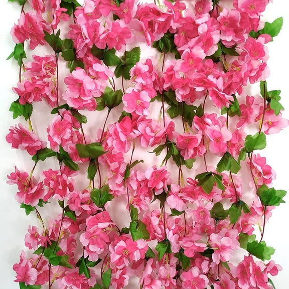 Dalrosia 5PCS Artificial Cherry Blossom Flower Vines Artificial Flowers for Outdoors Hanging Silk Flowers Garland for Wedding Party Home Bedroom Decor