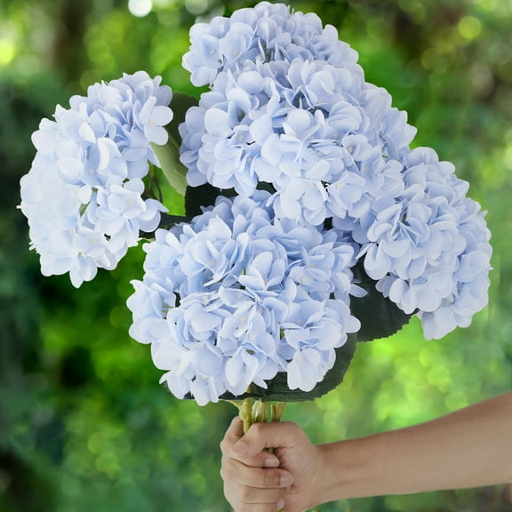 5PCS Artificial Hydrangea Silk Flowers Bouquet Faux Hydrangea Stems for Wedding Centerpieces Home Decor