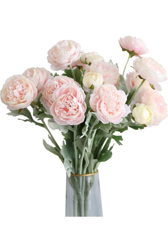 5PCS Artificial Ranunculus Flowers with Real Touch Stem Silk Ranunculus Flowers for Household Arrangement,20inch