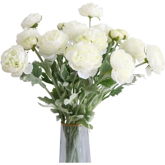5PCS Artificial Ranunculus Flowers with Real Touch Stem Silk Ranunculus Flowers for Household Arrangement,20inch