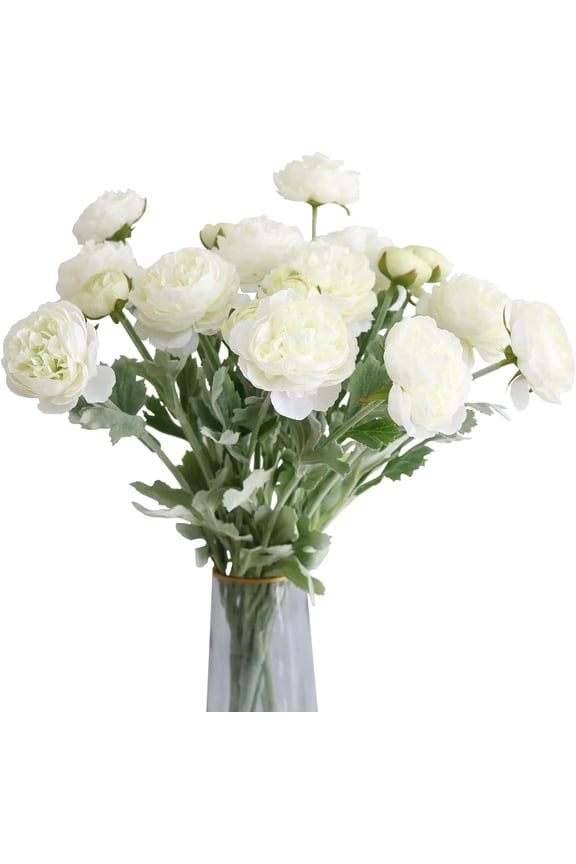 5PCS Artificial Ranunculus Flowers with Real Touch Stem Silk Ranunculus Flowers for Household Arrangement,20inch